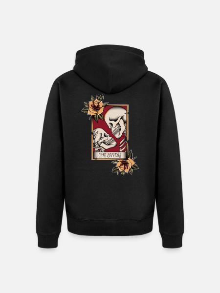 The lovers - skulls & roses - Unisex Premium Organic Zip Hoodie - black