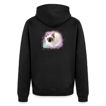 chat, rose, aquarell , peinture,graffitis,chatons - Veste à capuche bio Premium Unisexe - noir - Dos - Nico (187cm)
