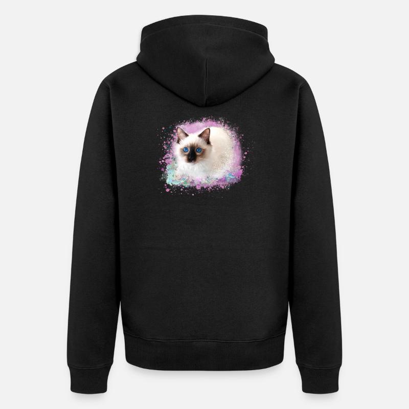 chat, rose, aquarell , peinture,graffitis,chatons - Veste à capuche bio Premium Unisexe - noir