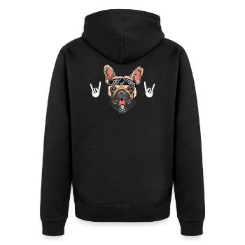 french bulldog - Unisex Premium Bio Zip Hoodie - Schwarz - Hinten - Nico (187cm)