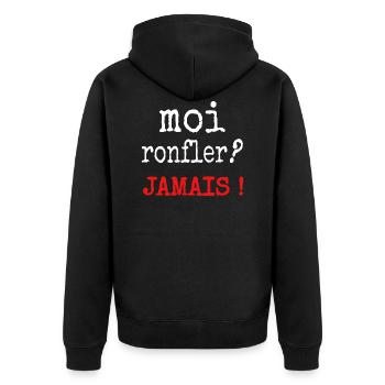 Moi ronfler ? Jamais ! - Veste à capuche bio Premium Unisexe - noir - Dos - Nico (187cm)