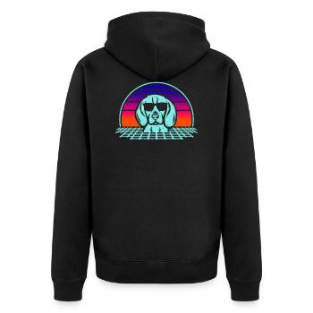 BEAGLE - Unisex Premium Bio Zip Hoodie - Schwarz - Hinten - Nico (187cm)