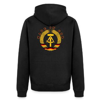 gdr 01 - Unisex Premium Bio Zip Hoodie - Schwarz - Hinten - Nico (187cm)