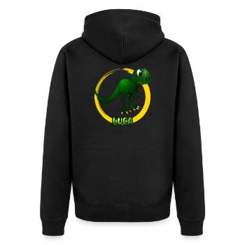 Kleiner T-Rex | Name: Luca | Dino - Unisex Premium Bio Zip Hoodie - Schwarz - Hinten - Nico (187cm)