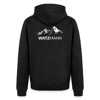 Berg Watzmann 2713 Wandern Klettern Bergsteiger - Unisex Premium Bio Zip Hoodie - Schwarz - Hinten - Nico (187cm)