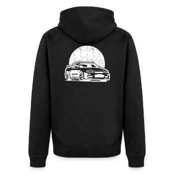 R34 Cadeau JDM Motorsport Japon Voiture - Veste à capuche bio Premium Unisexe - noir - Dos - Nico (187cm)
