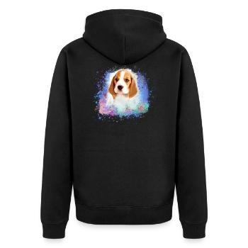 beagle ,dog, painting, graffiti, dog love,puppy - Unisex Premium Organic Zip Hoodie - black - Back - Nico (187cm)