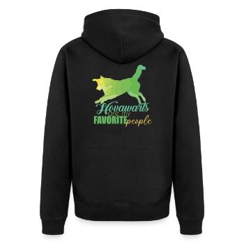 Hovawart - Unisex Premium Bio Zip Hoodie - Schwarz - Hinten - Nico (187cm)