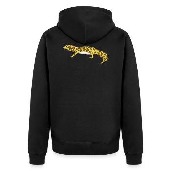Gecko - Unisex Premium Organic Zip Hoodie - black - Back - Nico (187cm)