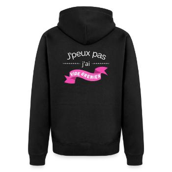 Je peux pas j'ai vide grenier - Veste à capuche bio Premium Unisexe - noir - Dos - Nico (187cm)