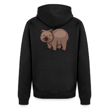 Wombat - Unisex Premium Bio Zip Hoodie - Schwarz - Hinten - Nico (187cm)