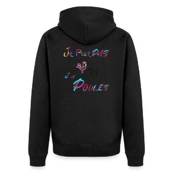 Je peux pas j'ai poules Cadeau humour citation - Veste à capuche bio Premium Unisexe - noir - Dos - Nico (187cm)