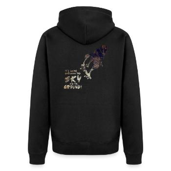 Schlittschuh - Unisex Premium Bio Zip Hoodie - Schwarz - Hinten - Nico (187cm)