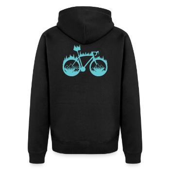 Wald Silhouette Geschenk Fahrrad Radfahrer Sport - Unisex Premium Bio Zip Hoodie - Schwarz - Hinten - Nico (187cm)