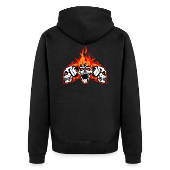 Kopf des Todes FlammenSchädel Schädel Schädel Motrocycle Biker - Unisex Premium Bio Zip Hoodie - Schwarz - Hinten - Nico (187cm)