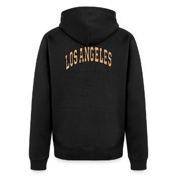 los angeles california - Unisex Premium Organic Zip Hoodie - black - Back - Nico (187cm)