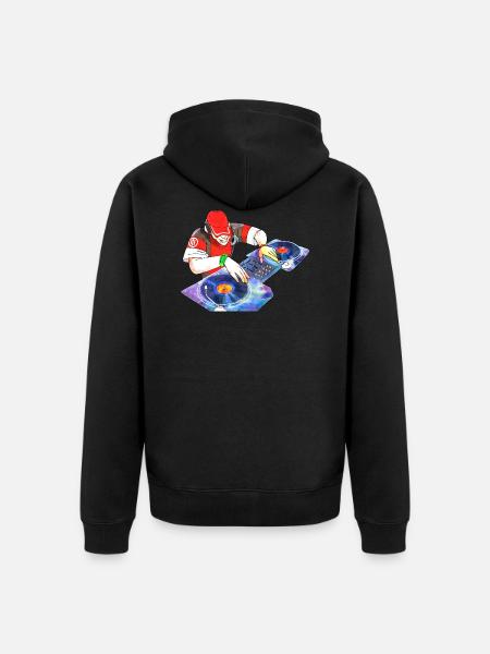 cartoon DJ - Unisex Premium Organic Zip Hoodie - black