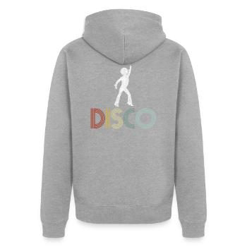 Disco 70er Jahre Retro Dancer - Unisex Premium Bio Zip Hoodie - Grau meliert - Hinten - Nico (187cm)