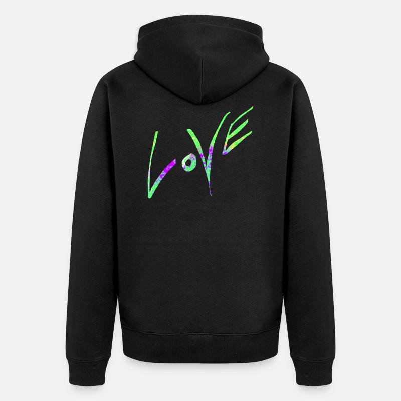 Love neon green - Veste à capuche bio Premium Unisexe - noir