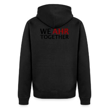 We AHR together | Ahrtal Hochwasser SolidAHRität - Unisex Premium Bio Zip Hoodie - Schwarz - Hinten - Nico (187cm)
