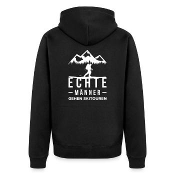Echte Männer Gehen Skitouren Geschenk - Unisex Premium Bio Zip Hoodie - Schwarz - Hinten - Nico (187cm)