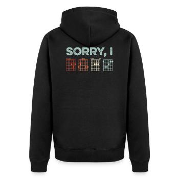 Sorry I DGAF Hidden Message Guitar Chords Music - Unisex Premium Bio Zip Hoodie - Schwarz - Hinten - Nico (187cm)