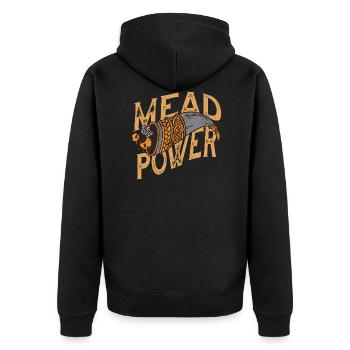 Met Power Wikinger Met Trinkhorn Mit Biene - Unisex Premium Bio Zip Hoodie - Schwarz - Hinten - Nico (187cm)