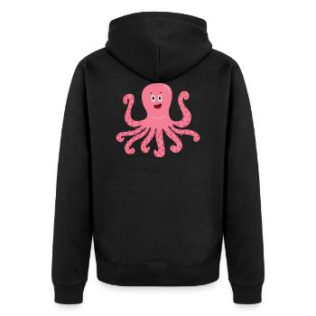 Oktopus - Unisex Premium Bio Zip Hoodie - Schwarz - Hinten - Nico (187cm)