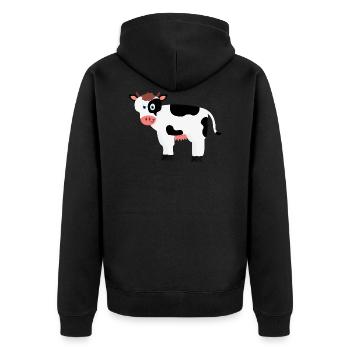 Kuh - Unisex Premium Bio Zip Hoodie - Schwarz - Hinten - Nico (187cm)