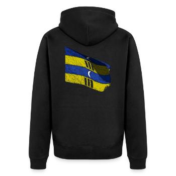 Amelander flag - Flag of Ameland - Unisex Premium Organic Zip Hoodie - black - Back - Nico (187cm)