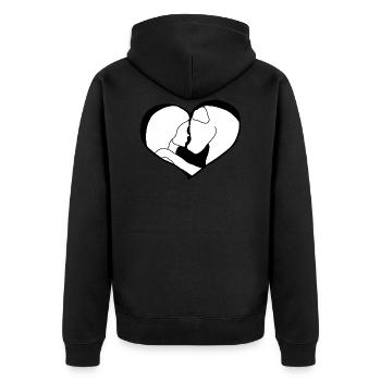 Hund & Mensch Liebe - Unisex Premium Bio Zip Hoodie - Schwarz - Hinten - Nico (187cm)