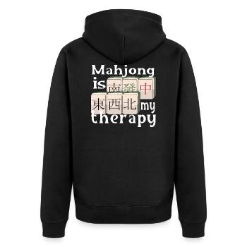 Mahjong Is My Therapy - Mahjong - Unisex Premium Organic Zip Hoodie - black - Back - Nico (187cm)