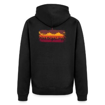 Fichtelgebirge Pinsel Kösseine Schneeberg OKO - Unisex Premium Bio Zip Hoodie - Schwarz - Hinten - Nico (187cm)