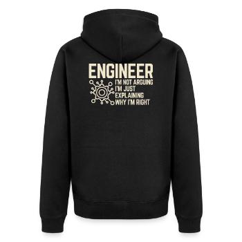 Engineer I'm not Arguing - Unisex Premium Bio Zip Hoodie - Schwarz - Hinten - Nico (187cm)