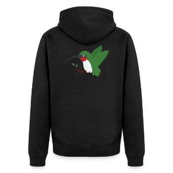 Kolibri - Unisex Premium Bio Zip Hoodie - Schwarz - Hinten - Nico (187cm)