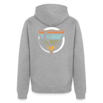 Stuntroller Roller Pumptrack Scooter Skater - Unisex Premium Bio Zip Hoodie - Grau meliert - Hinten - Nico (187cm)