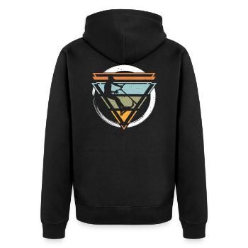 Stuntroller Roller Pumptrack Scooter Skater - Unisex Premium Bio Zip Hoodie - Schwarz - Hinten - Nico (187cm)