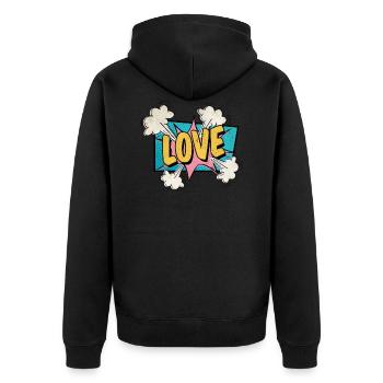 Love exploding BD style amoureux - Veste à capuche bio Premium Unisexe - noir - Dos - Nico (187cm)