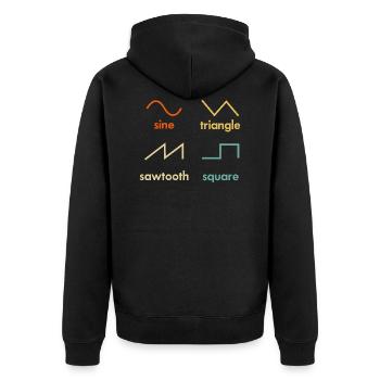 Sine Triangle Sawtooth square Synthesizer Music - Unisex Premium Organic Zip Hoodie - black - Back - Nico (187cm)