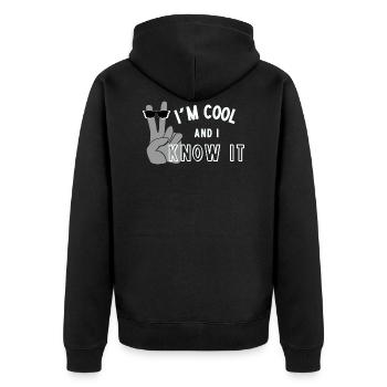 Je suis cool et je le sais - Affirmation de soi amusante - Wht - Veste à capuche bio Premium Unisexe - noir - Dos - Nico (187cm)