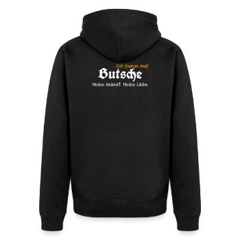 Putzkau - Unisex Premium Bio Zip Hoodie - Schwarz - Hinten - Nico (187cm)