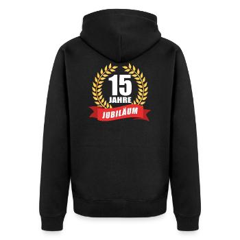 15 Jahre Jubiläum Dienstjubiläum Firma - Unisex Premium Bio Zip Hoodie - Schwarz - Hinten - Nico (187cm)