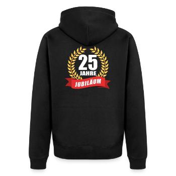 25 Jahre Jubiläum Dienstjubiläum Firma - Unisex Premium Bio Zip Hoodie - Schwarz - Hinten - Nico (187cm)