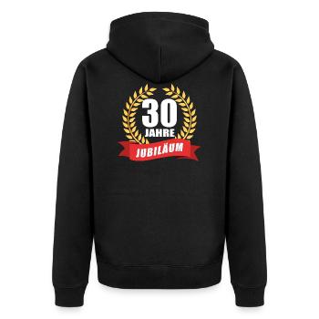 30 Jahre Jubiläum Dienstjubiläum Firma - Unisex Premium Bio Zip Hoodie - Schwarz - Hinten - Nico (187cm)