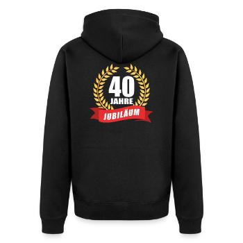 40 Jahre Jubiläum Dienstjubiläum Firma - Unisex Premium Bio Zip Hoodie - Schwarz - Hinten - Nico (187cm)