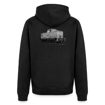 V 60 Diesel Lokomotive Rangierlok Reichsbahn DDR - Unisex Premium Bio Zip Hoodie - Schwarz - Hinten - Nico (187cm)