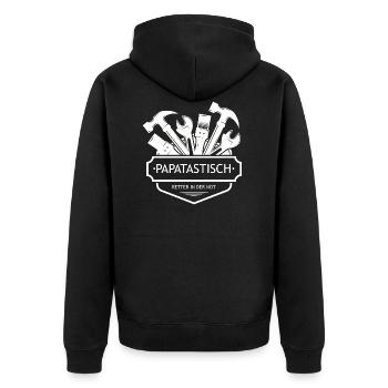 Papatastisch der Retter in der Not - Unisex Premium Bio Zip Hoodie - Schwarz - Hinten - Nico (187cm)