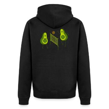 avocado volleyball - Unisex Premium Bio Zip Hoodie - Schwarz - Hinten - Nico (187cm)