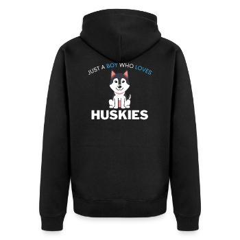 Kawaii Dog Pet Boy Gift Husky - Unisex Premium Organic Zip Hoodie - black - Back - Nico (187cm)