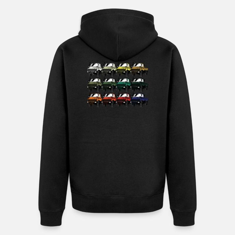 Farbpalette Unimog - Oldtimer - Regenbogen anders - Unisex Premium Bio Zip Hoodie - Schwarz
